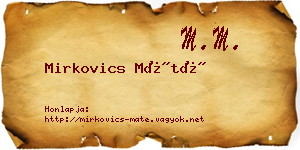 Mirkovics Máté névjegykártya